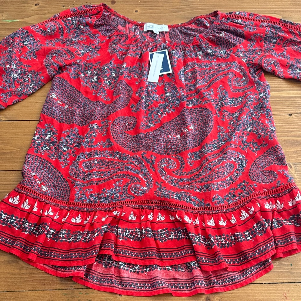 Fever Vibrant Red Paisley Blouse